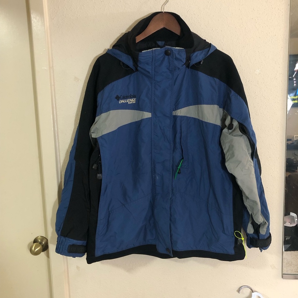 Columbia Sportswear Jacket men’s  Large Blue Challenge Series Outdoor Hood Zip